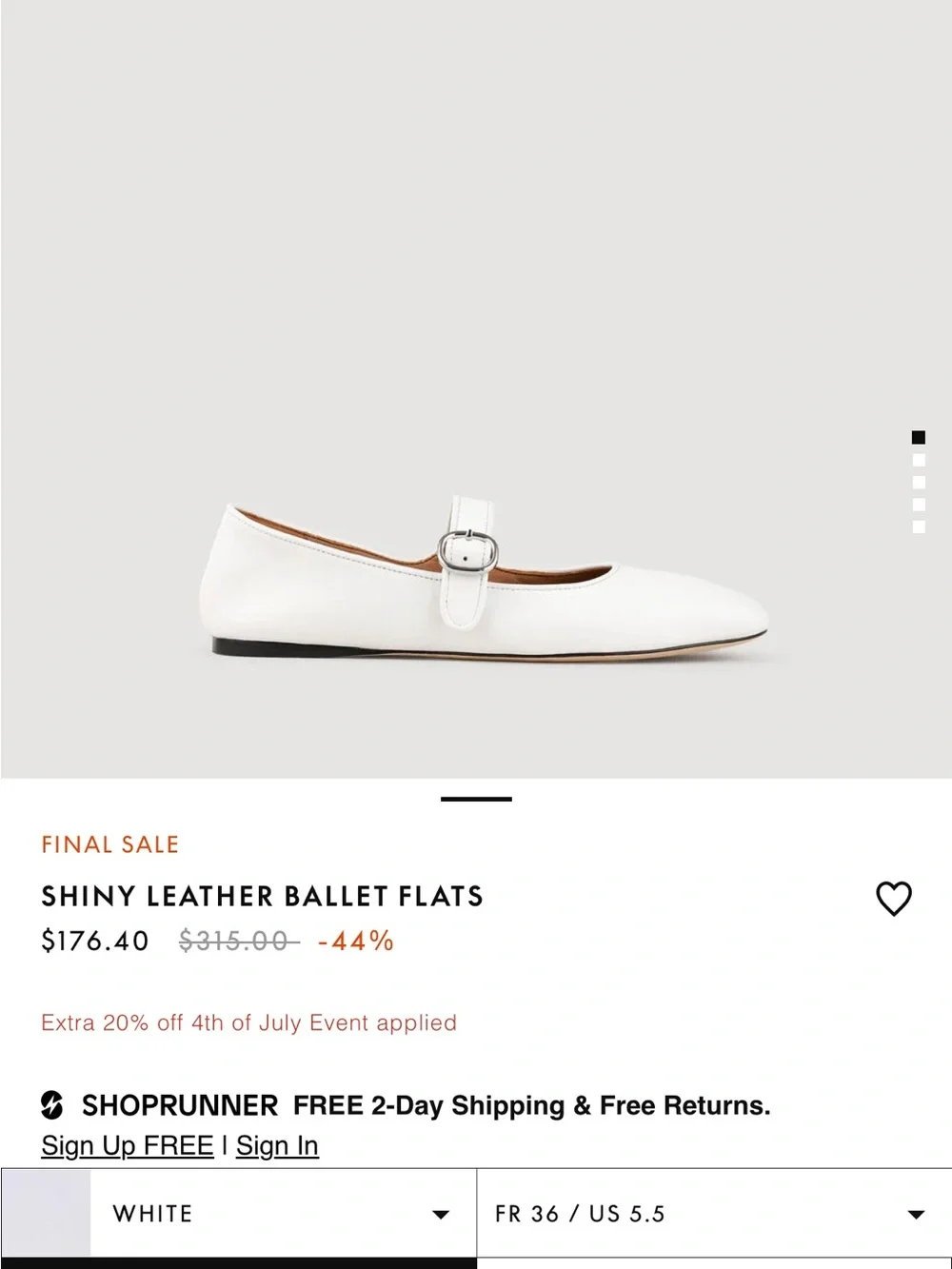 Sandro White Leather Mary Jane Ballet Flats - Picture 5 of 5